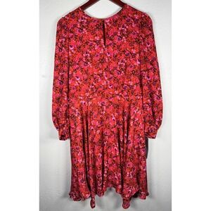 London Times Petites Red Fuchsia Floral Handkerchief Hem Dress T6050P 12P NEW